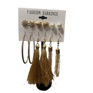 NWT 6 Pack Gold Toned Fashion Earrings